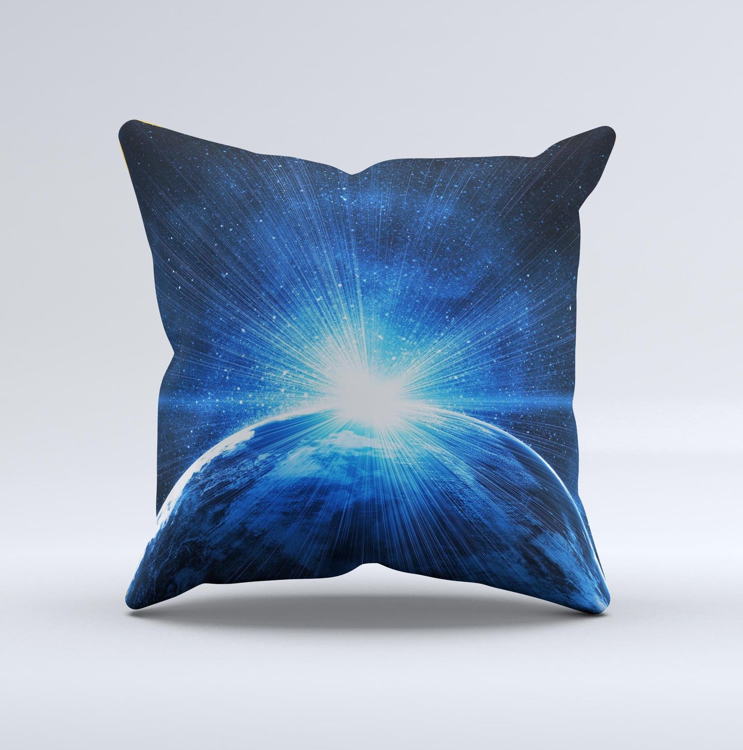 Bright Blue Earth Light Flash Ink-Fuzed Decorative Throw Pillow