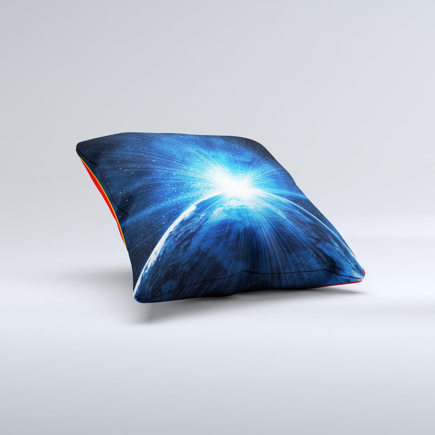 Bright Blue Earth Light Flash Ink-Fuzed Decorative Throw Pillow