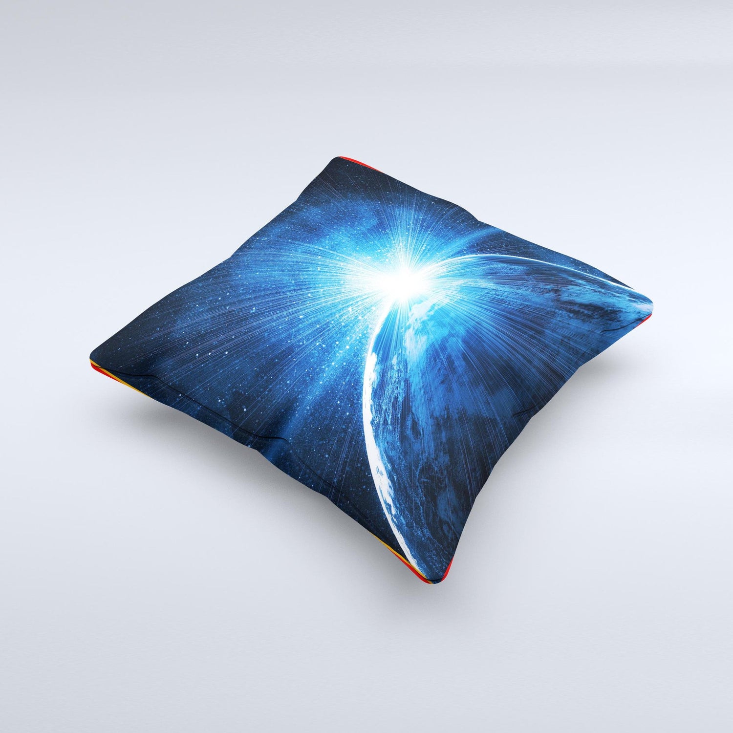 Bright Blue Earth Light Flash Ink-Fuzed Decorative Throw Pillow