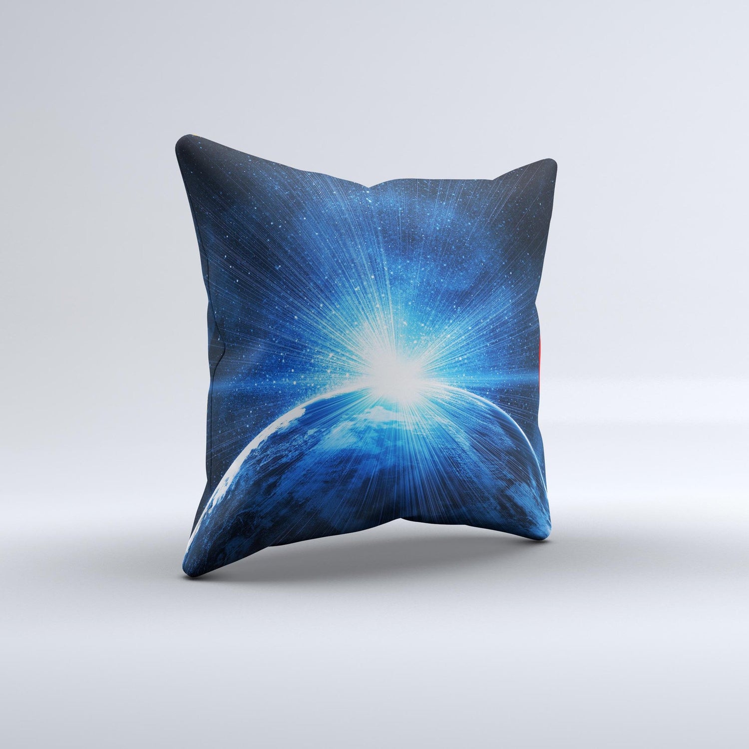 Bright Blue Earth Light Flash Ink-Fuzed Decorative Throw Pillow