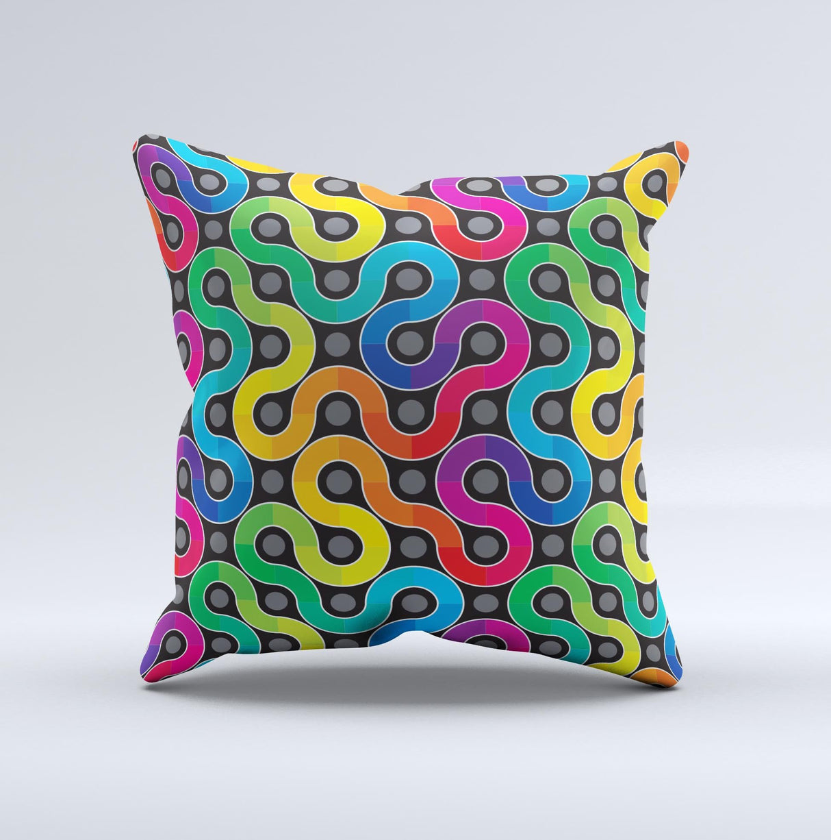 Colorful Seamless Vector Snake Ink-Fuzed Decorative Throw Pillow