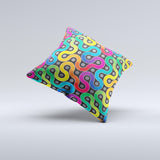 Colorful Seamless Vector Snake Ink-Fuzed Decorative Throw Pillow