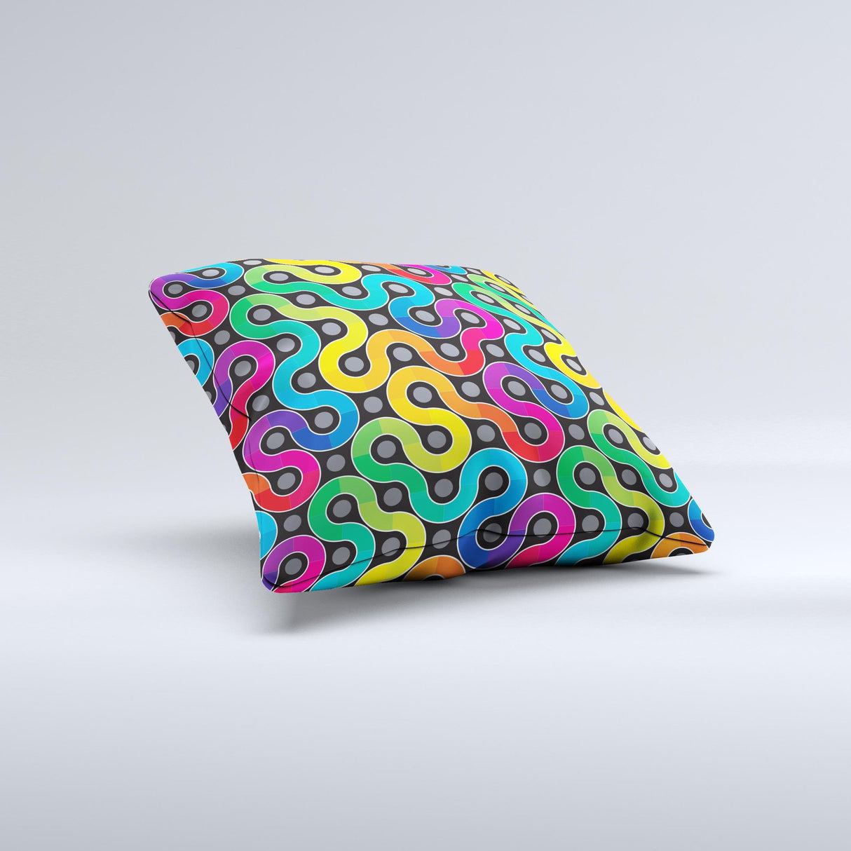 Colorful Seamless Vector Snake Ink-Fuzed Decorative Throw Pillow
