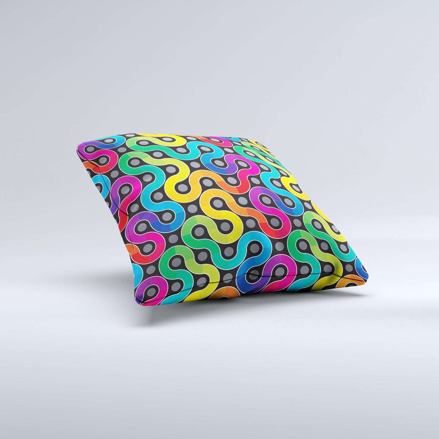 Colorful Seamless Vector Snake Ink-Fuzed Decorative Throw Pillow