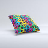 Colorful Seamless Vector Snake Ink-Fuzed Decorative Throw Pillow