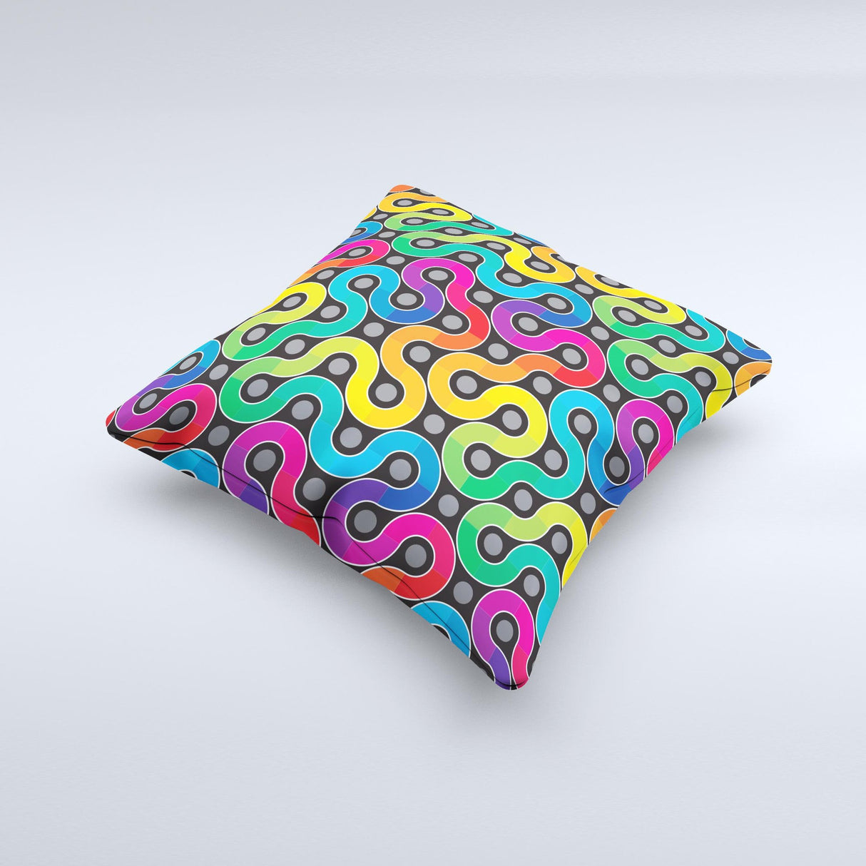 Colorful Seamless Vector Snake Ink-Fuzed Decorative Throw Pillow