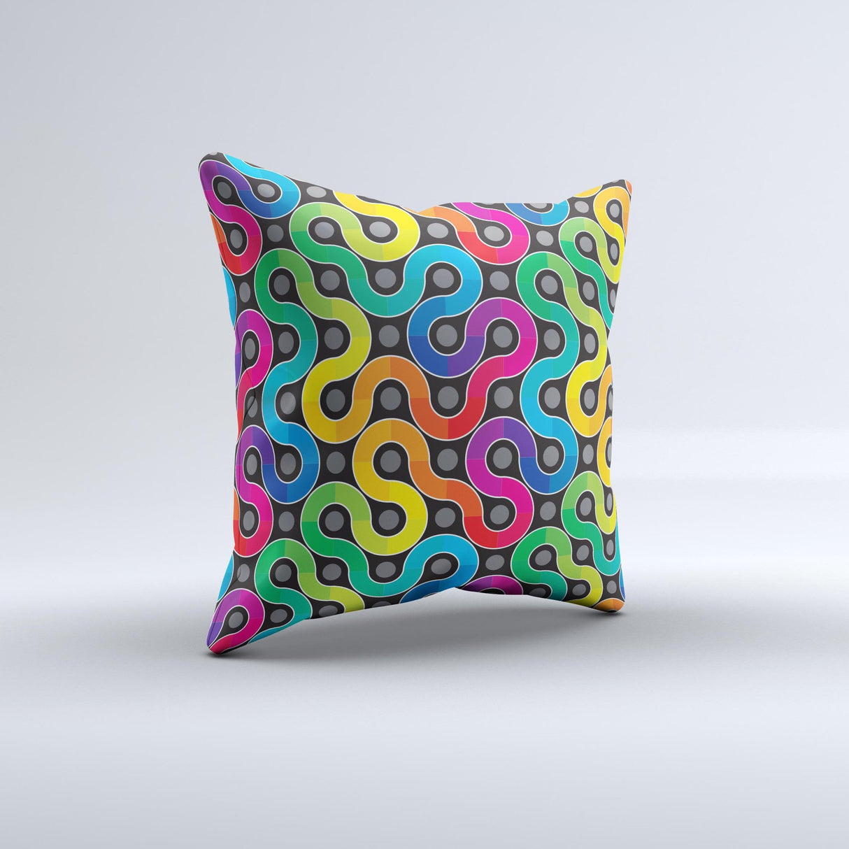 Colorful Seamless Vector Snake Ink-Fuzed Decorative Throw Pillow