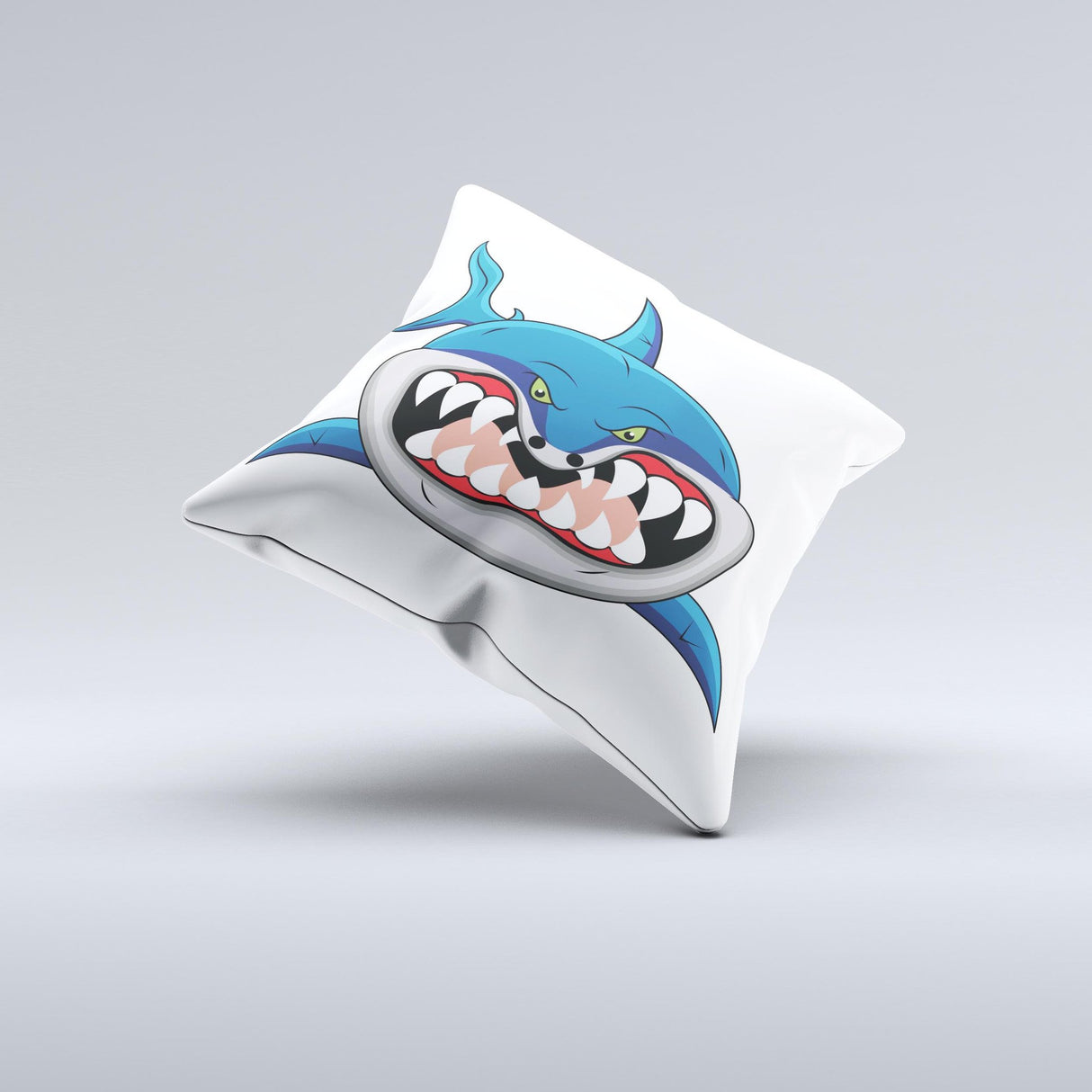 Hungry Cartoon Shark Ink-Fuzed Decorative Throw Pillow