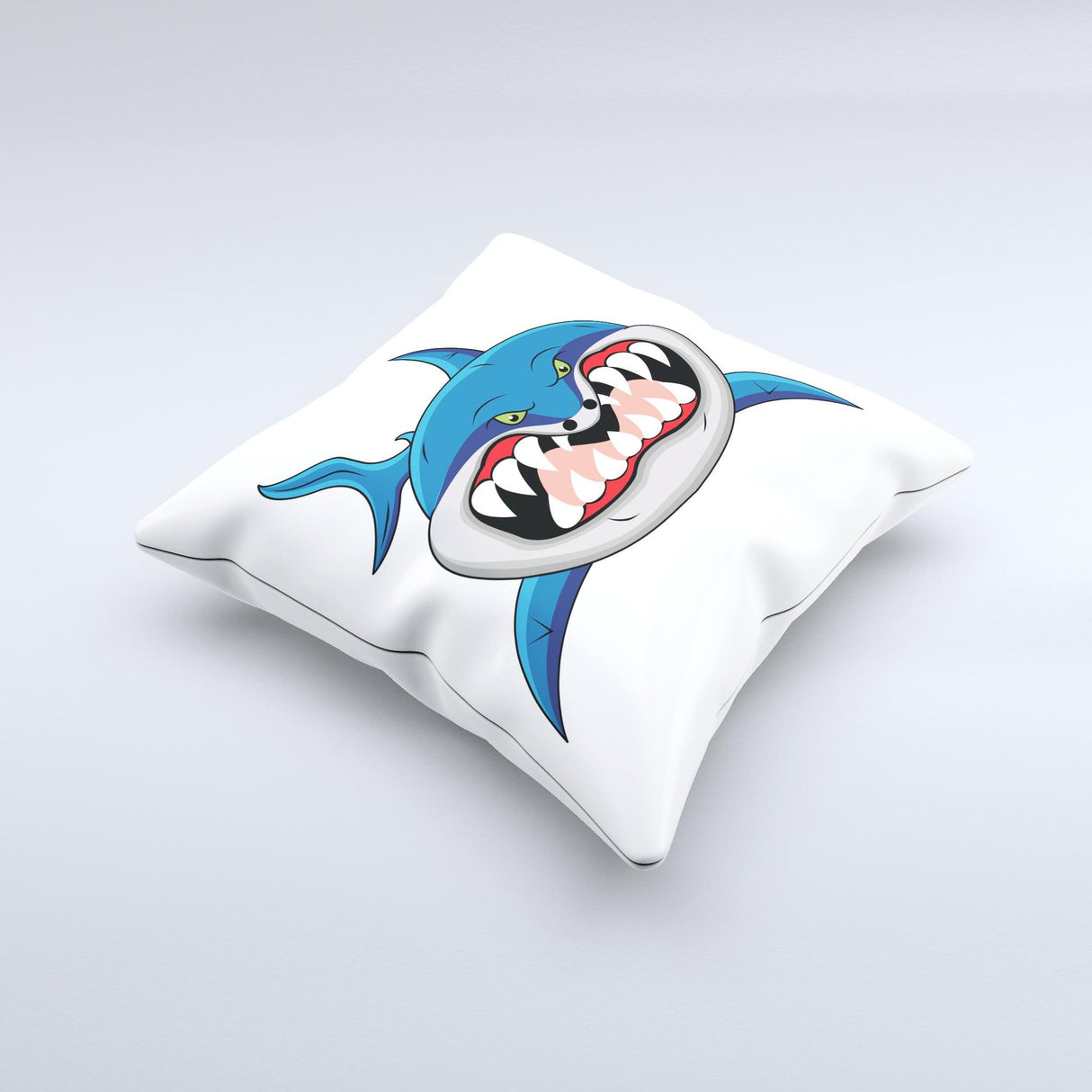 Hungry Cartoon Shark Ink-Fuzed Decorative Throw Pillow