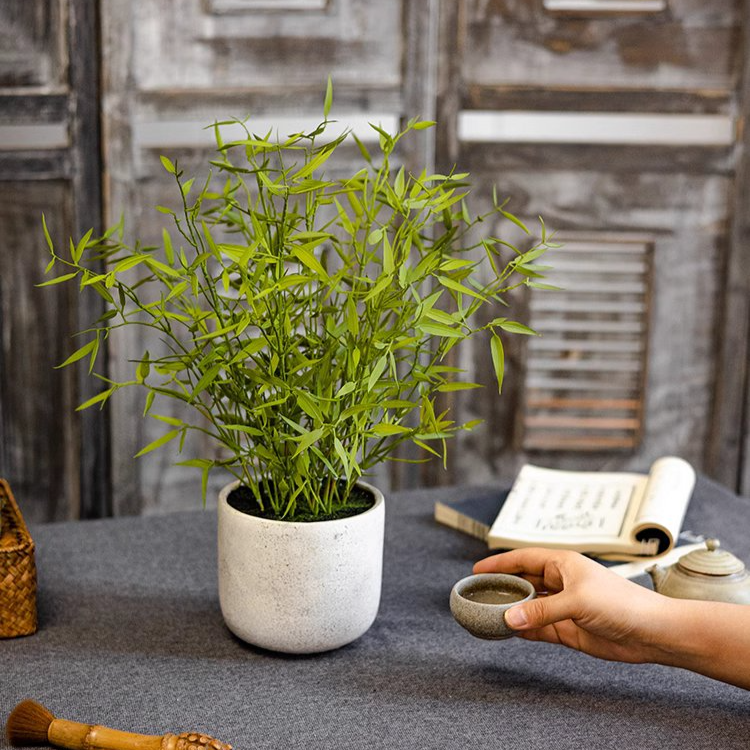 Realistic Mini Bamboo Leaf Potted Plant