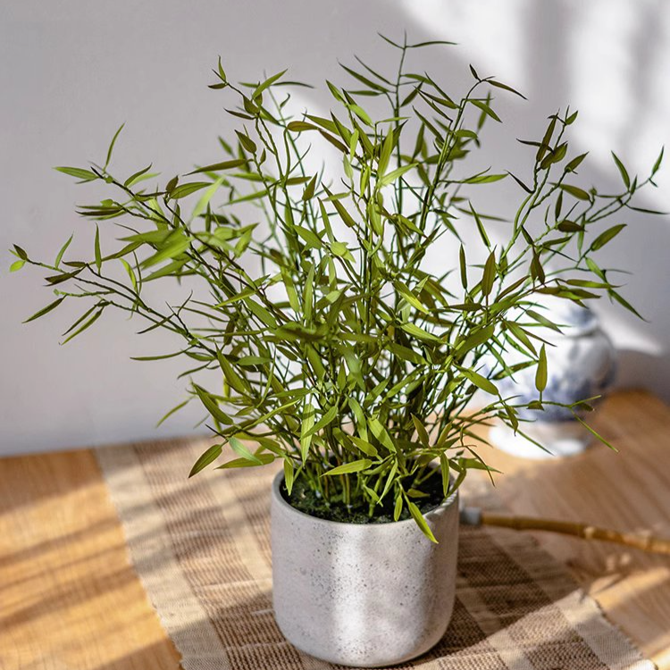 Realistic Mini Bamboo Leaf Potted Plant