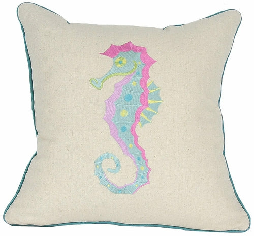 ML11303 Coastal Embroidery Pillow, 18"x18"