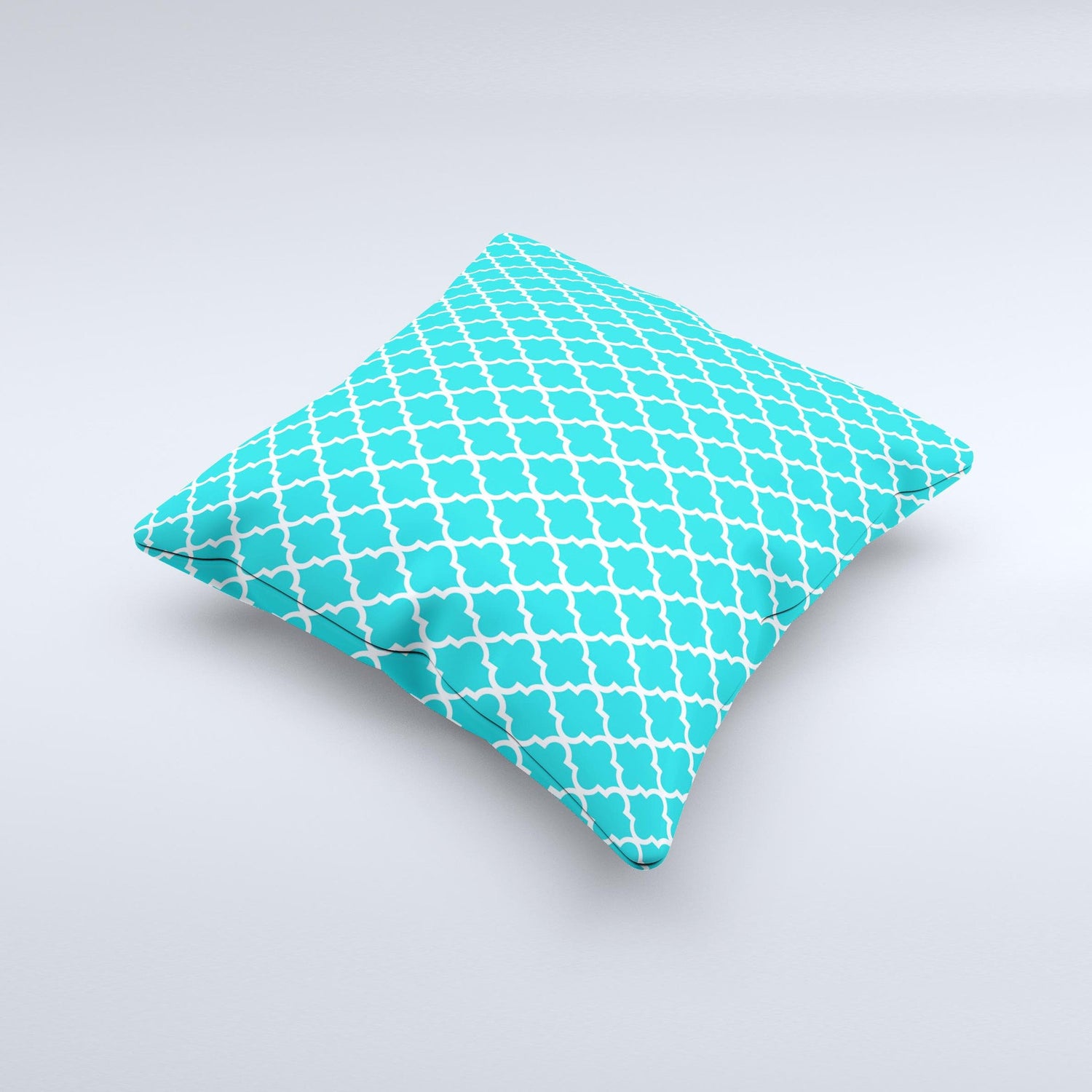 Morocan Teal Pattern Ink-Fuzed Decorative Throw Pillow