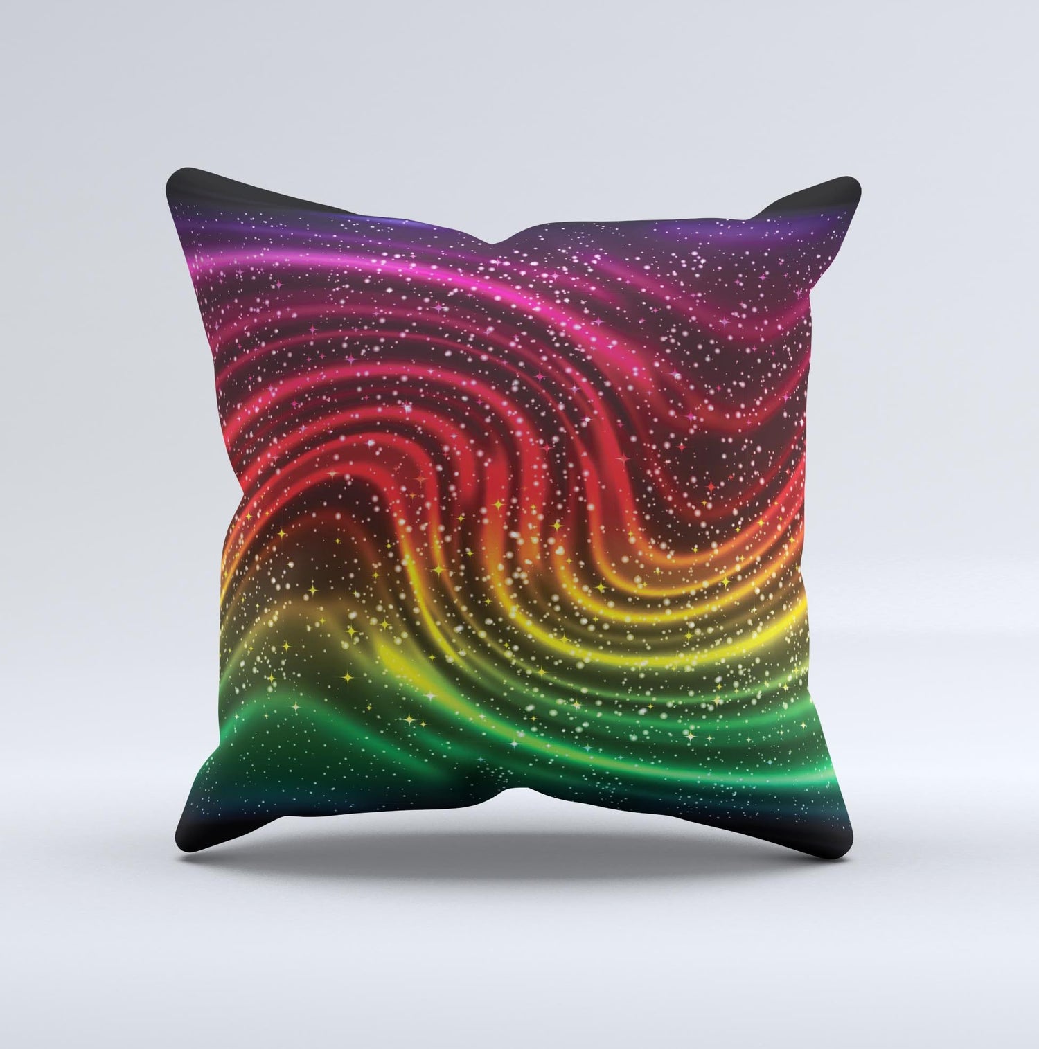 Neon Mixed Color Starry Waves ink-Fuzed Decorative Throw Pillow