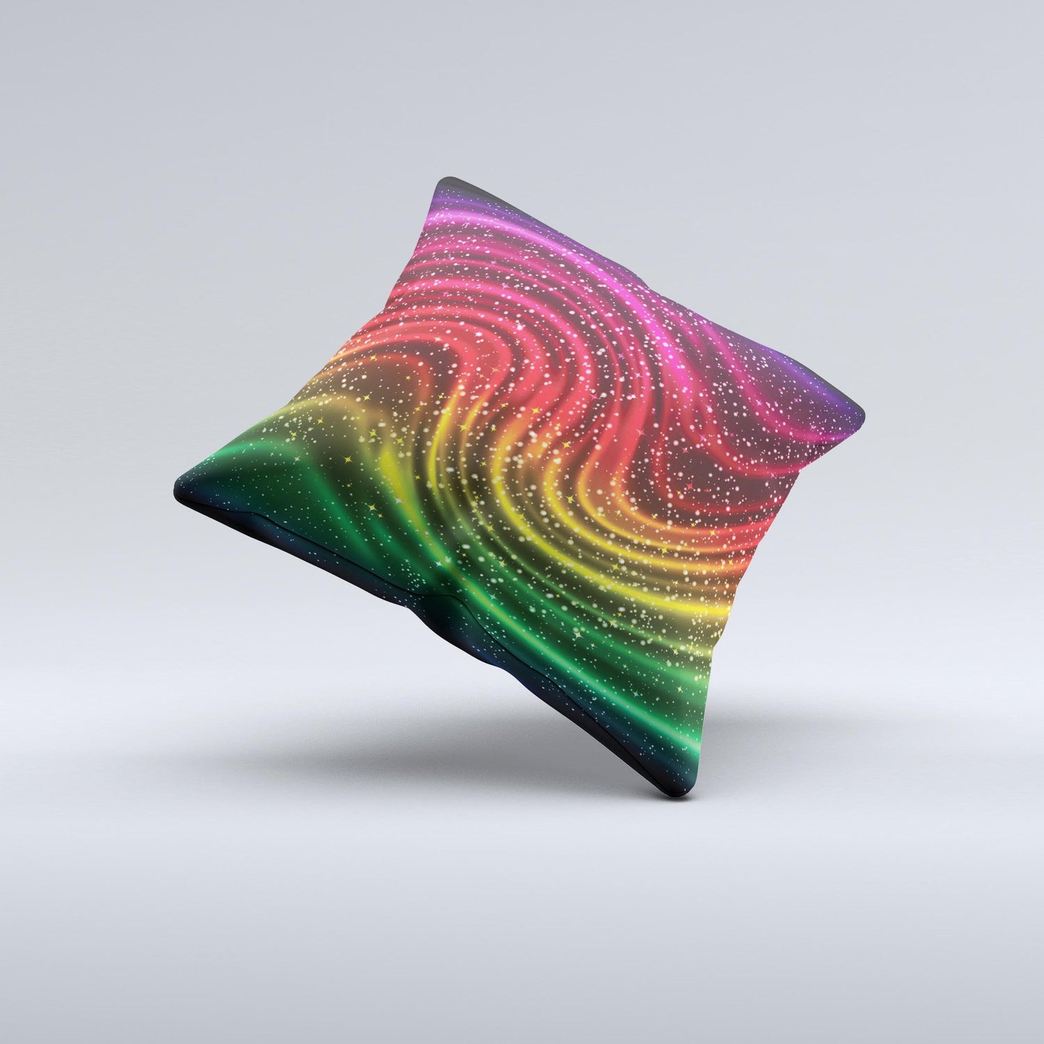 Neon Mixed Color Starry Waves ink-Fuzed Decorative Throw Pillow