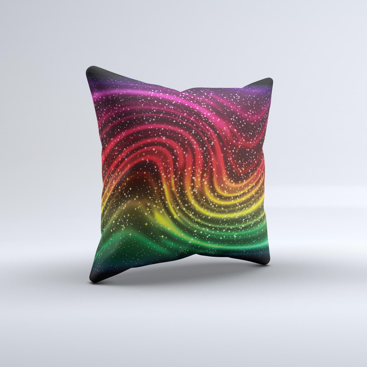 Neon Mixed Color Starry Waves ink-Fuzed Decorative Throw Pillow