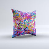 Neon Overlapping Squiggles ink-Fuzed Decorative Throw Pillow