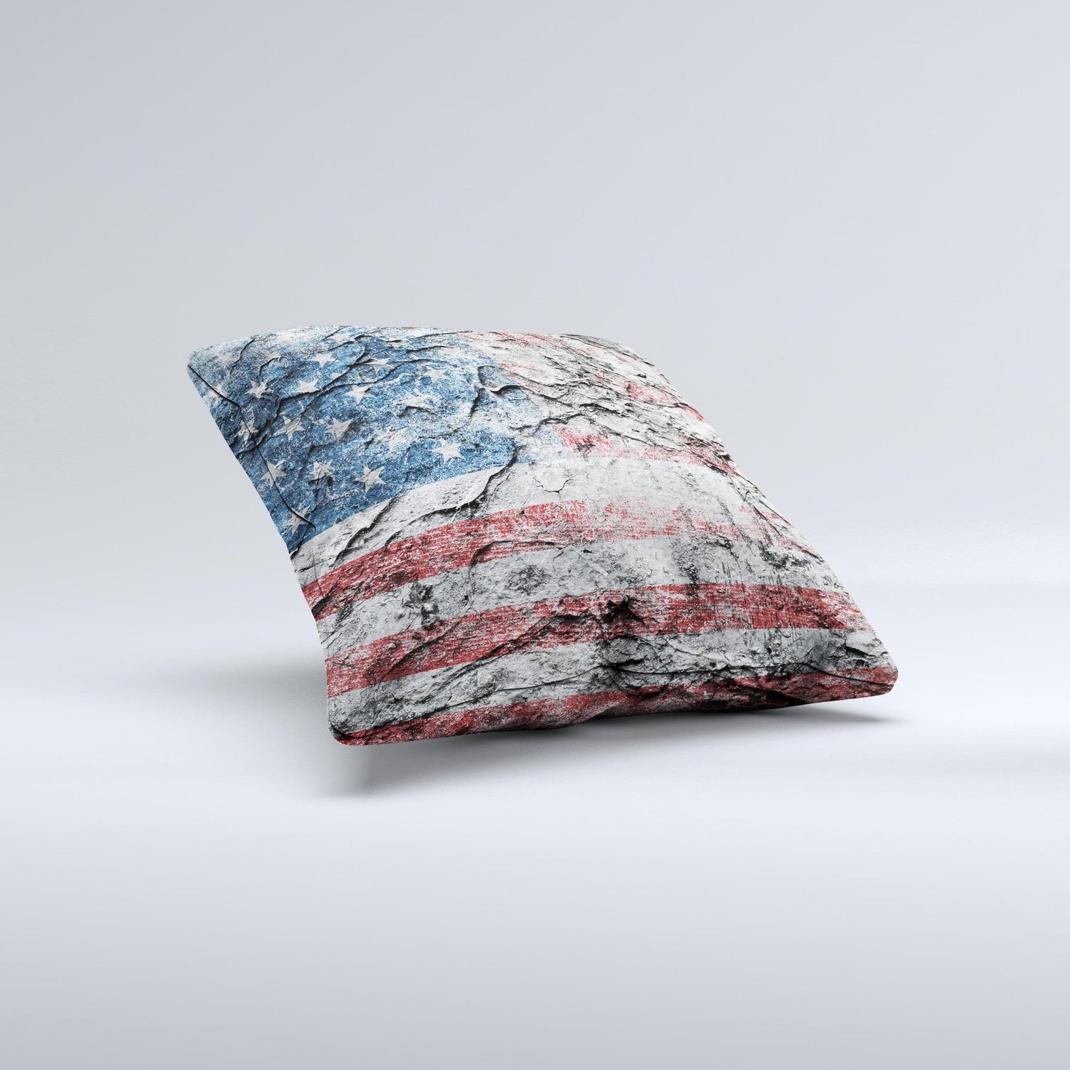 Aged and Wrinkled American Flag  Ink-Fuzed Decorative Throw Pillow
