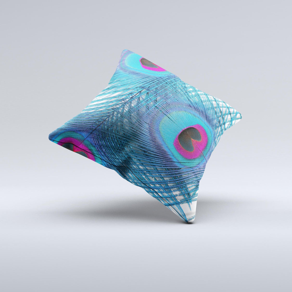 The Blue Peacock ink-Fuzed Decorative Throw Pillow