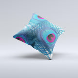 The Blue Peacock ink-Fuzed Decorative Throw Pillow
