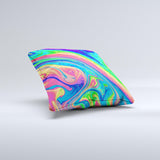 Neon Color Fusion V9  Ink-Fuzed Decorative Throw Pillow