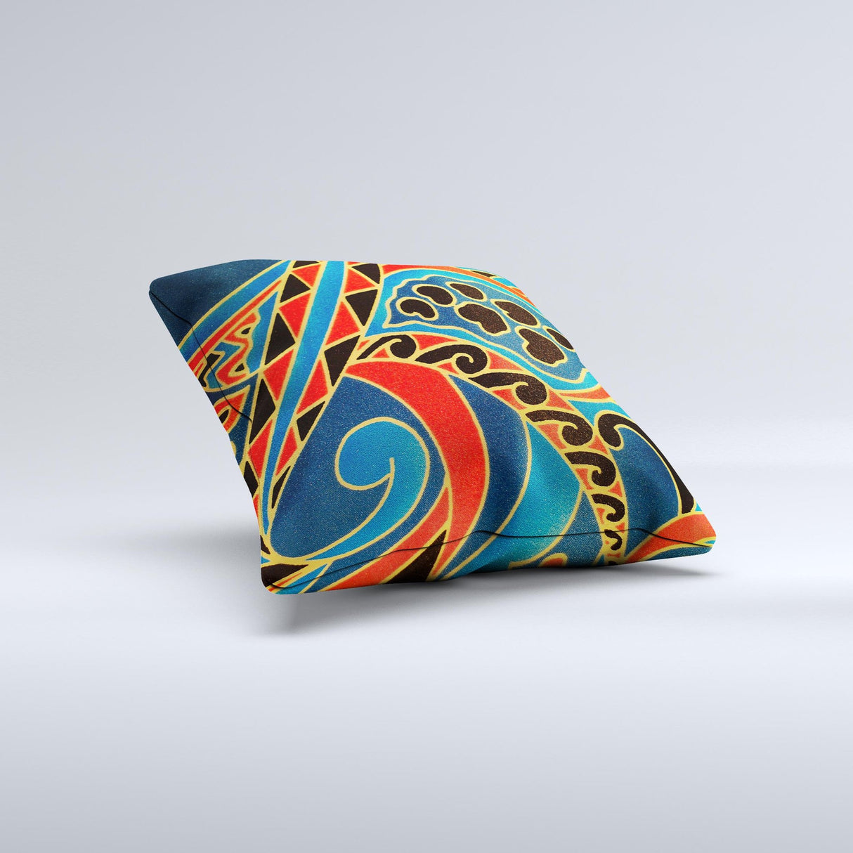 Orange & Blue Abstract Shapes  Ink-Fuzed Decorative Throw Pillow