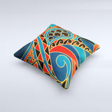 Orange & Blue Abstract Shapes  Ink-Fuzed Decorative Throw Pillow