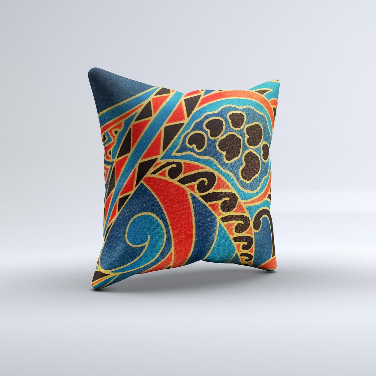 Orange & Blue Abstract Shapes  Ink-Fuzed Decorative Throw Pillow