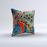 Orange & Blue Abstract Shapes  Ink-Fuzed Decorative Throw Pillow