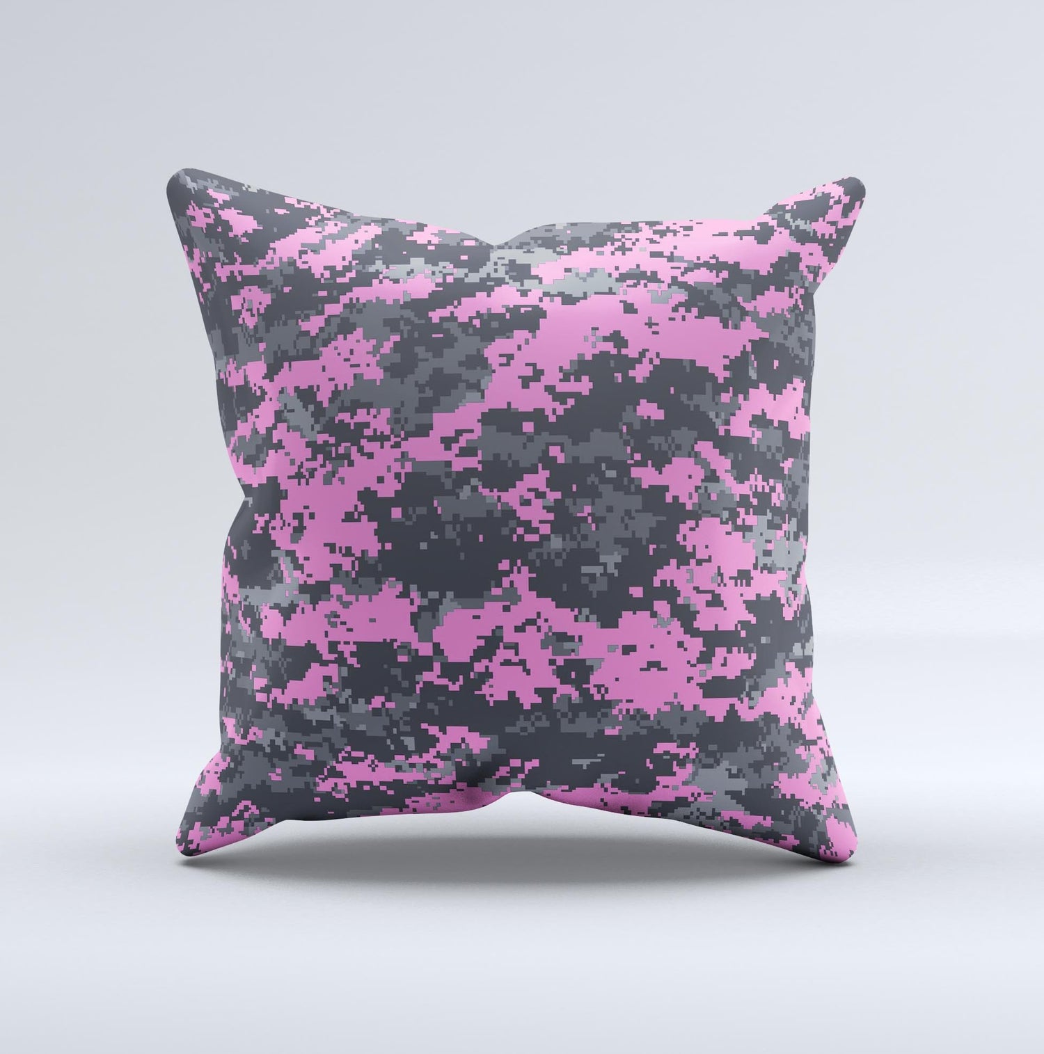Pink V3 and Gray Digital Camouflage  Ink-Fuzed Decorative Throw Pillow