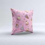 Pink with Yummy Cakes  Ink-Fuzed Decorative Throw Pillow