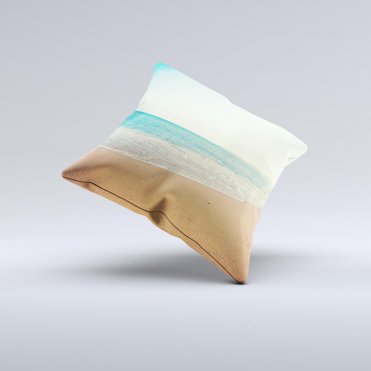 Vintage Beach Scene Ink-Fuzed Decorative Throw Pillow