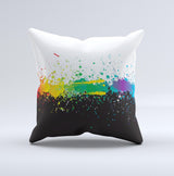 Rainbow Paint Spatter ink-Fuzed Decorative Throw Pillow