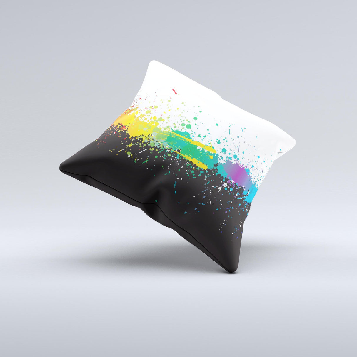 Rainbow Paint Spatter ink-Fuzed Decorative Throw Pillow