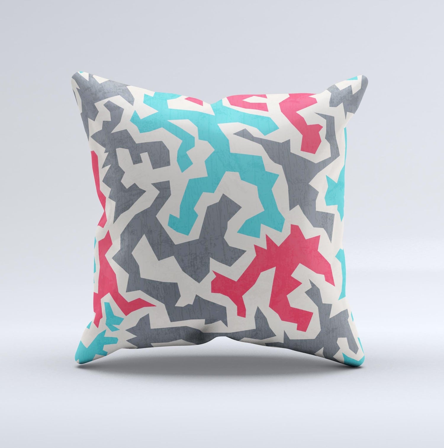 Retro Colored Abstract Maze Pattern Ink-Fuzed Decorative Throw Pillow