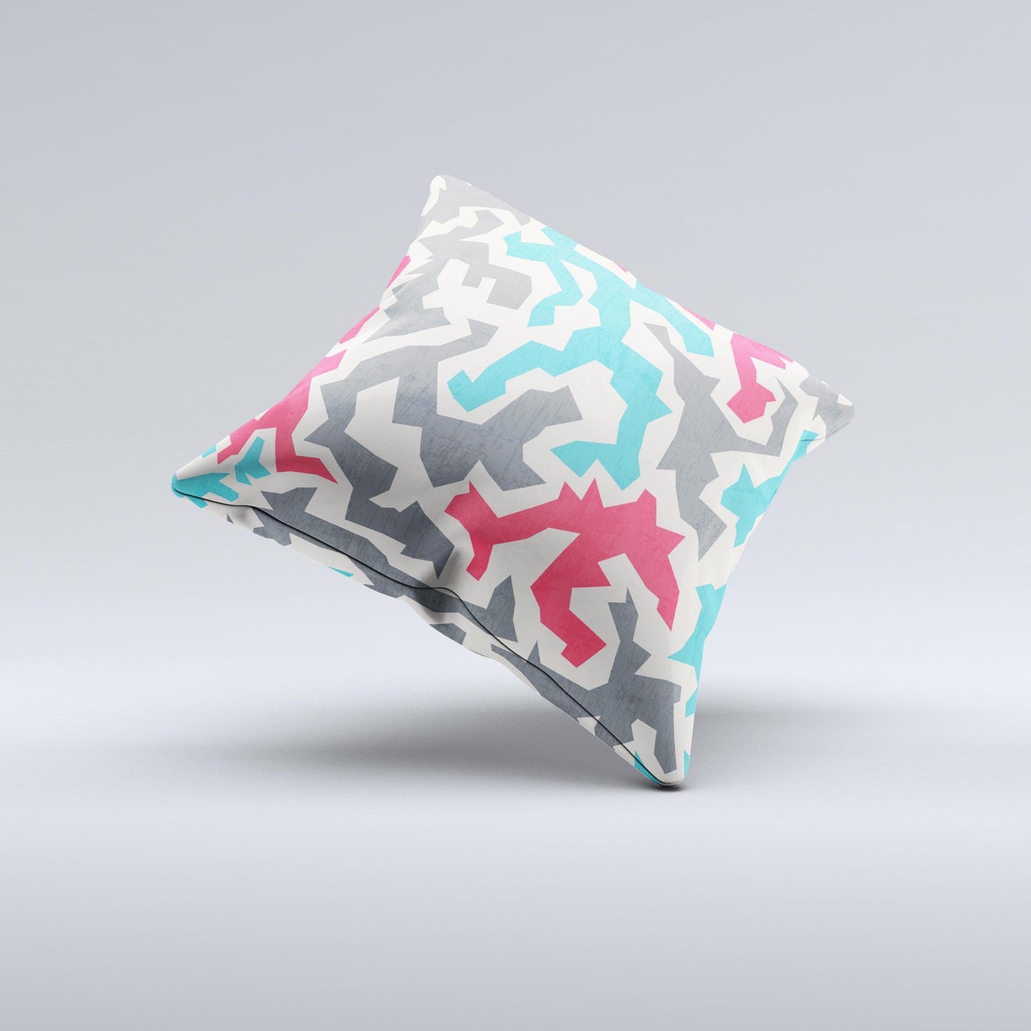 Retro Colored Abstract Maze Pattern Ink-Fuzed Decorative Throw Pillow