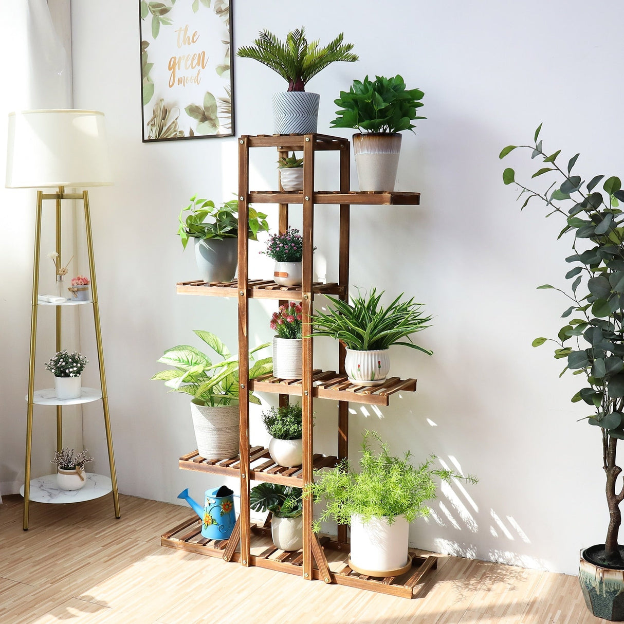 Indoor 6 Tier Wooden Plant Home Decor Stand