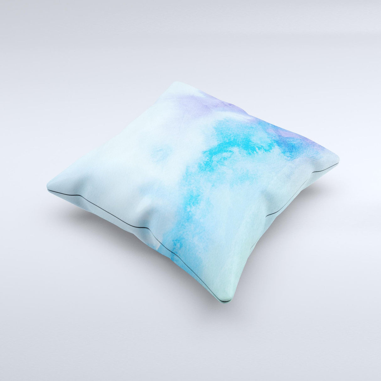 Subtle Green & Blue Watercolor V2 Ink-Fuzed Decorative Throw Pillow