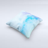 Subtle Green & Blue Watercolor V2 Ink-Fuzed Decorative Throw Pillow