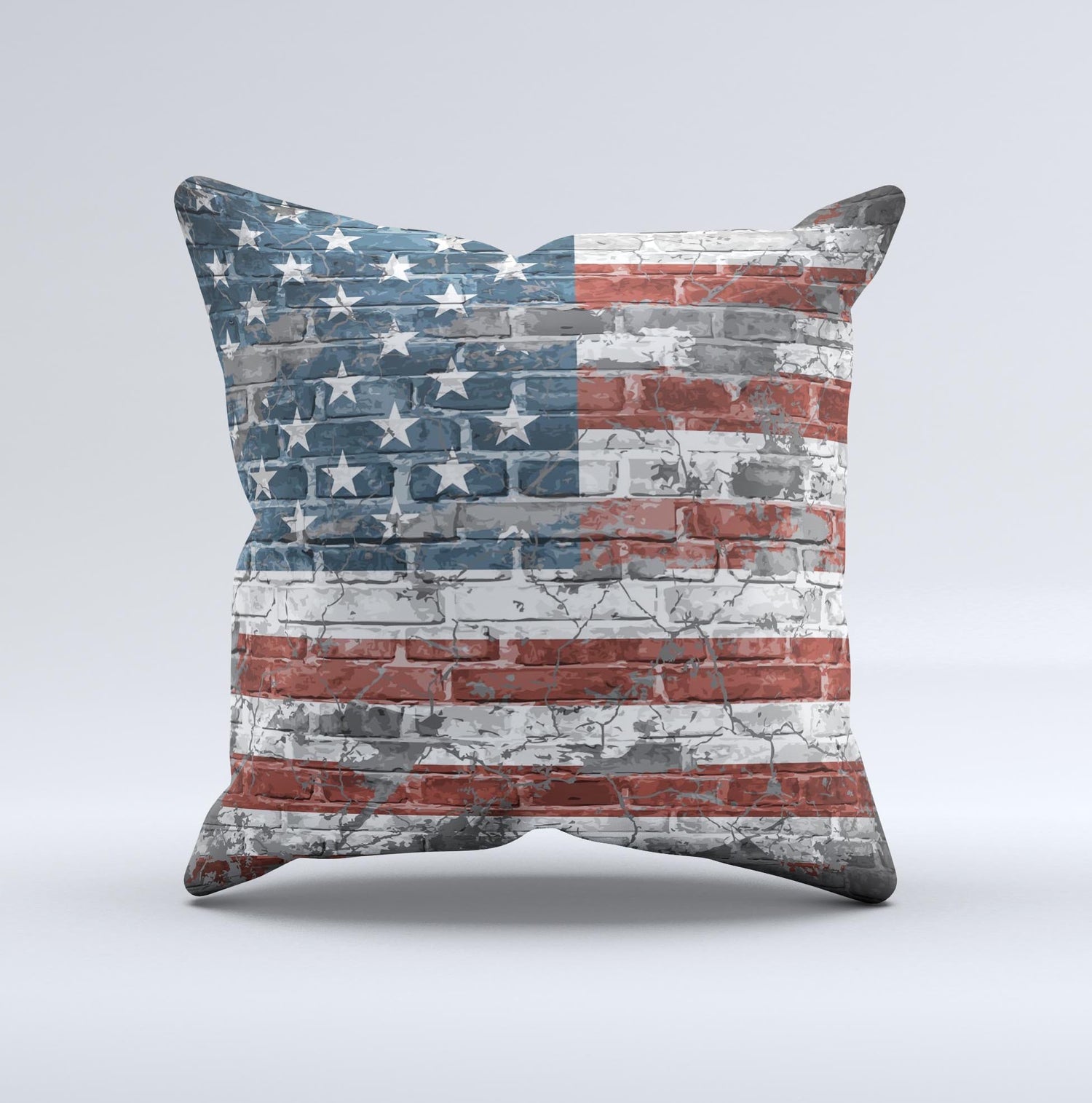Vintage USA Flag Ink-Fuzed Decorative Throw Pillow