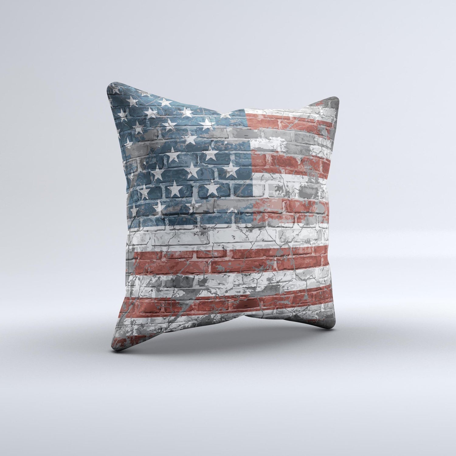 Vintage USA Flag Ink-Fuzed Decorative Throw Pillow