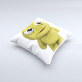 Yellow Fuzzy Wuzzy Creature ink-Fuzed Decorative Throw Pillow