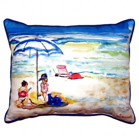 Betsy Drake ZP391 Children At The Beach Extra Large Zippered Pillow