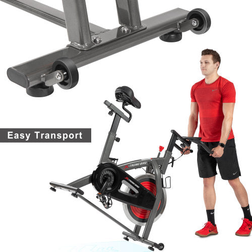 Indoor Cycling Bike 4-Way Adjustable Handlebar & Seat LCD Monitor