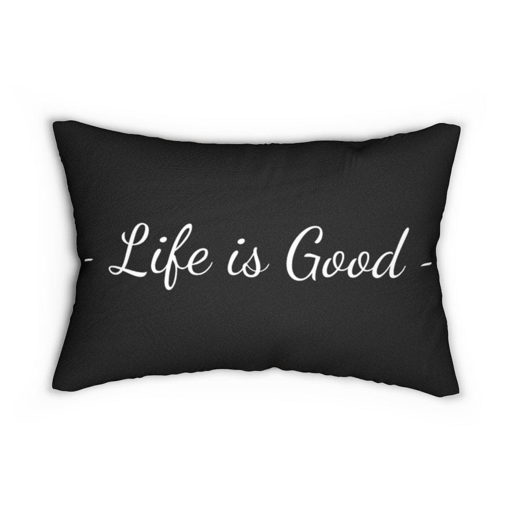Decorative Lumbar Throw Pillow, Life is Good Print - Beige Black