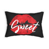 Decorative Lumbar Throw Pillow, Sweet Lips Kiss - Beige Black