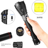 Super Powerful XHP90 LED Flashlight LED Torch USB Lamp Zoom Tactical