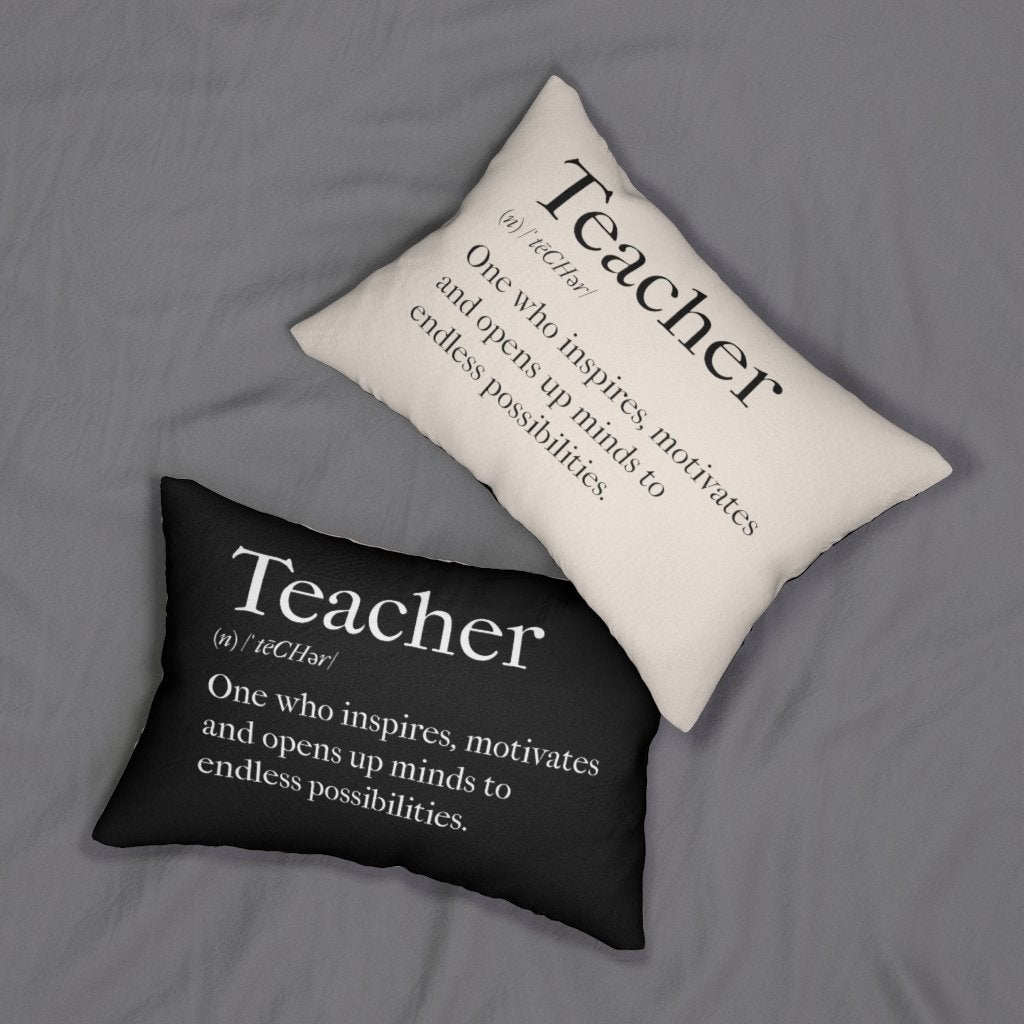 Decorative Lumbar Throw Pillow, Black and Beige Teachers Inspire Word