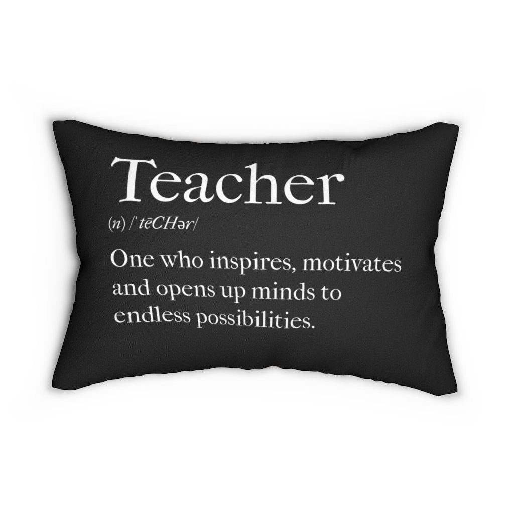 Decorative Lumbar Throw Pillow, Black and Beige Teachers Inspire Word