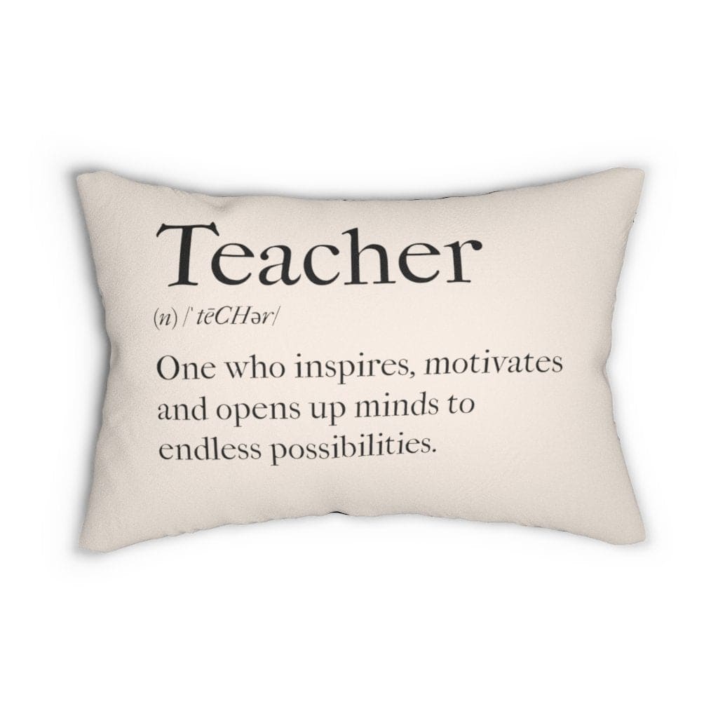 Decorative Lumbar Throw Pillow, Black and Beige Teachers Inspire Word